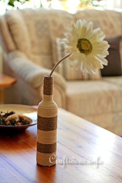 Recycling Craft - Glass Bottle Wrapped with Jute Yarn 1