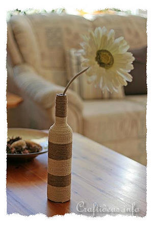 Recycling Craft - Glass Bottle Wrapped with Jute Yarn 