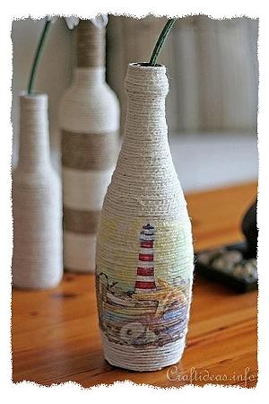 Recycling Craft and Paper Napkin Decoupage - Bottle Vase