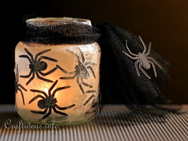 Recycling Craft for Halloween - Spider Tea Light Votive