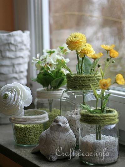 Recycling Craft for Spring - Jar Flower Vases 1
