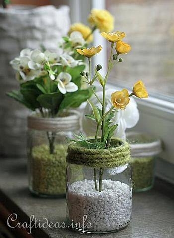 Recycling Craft for Spring - Jar Flower Vases 2