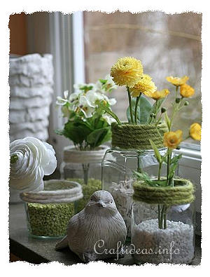 Recycling Craft for Spring - Jar Flower Vases 