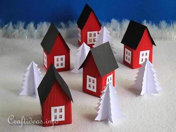 Red Scandinavian Inspired Paper Houses