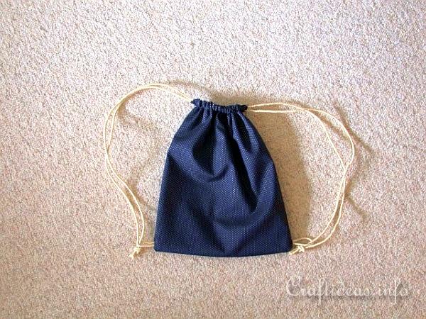 Sewing Craft - Fabric Drawstring Backpack for Kids - closed