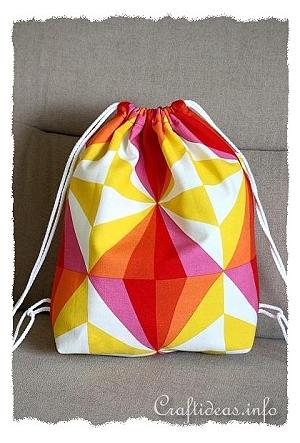 Sewing Craft - Fabric Drawstring Backpack for Kids