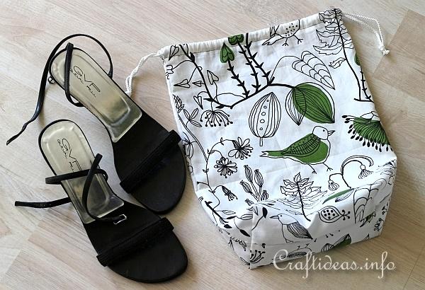 Sewing Craft for Spring - Fabric Drawstring Shoe Bag Project 2