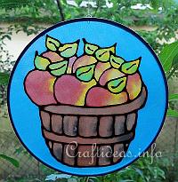 Silk Hoop Window Decoration - Apples in a Basket