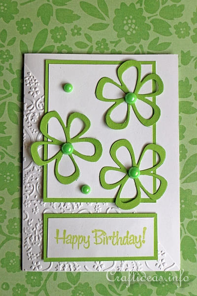 Spring Birthday Card with Green Flowers