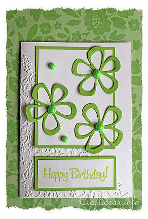 Spring Birthday Card with Green Flowers