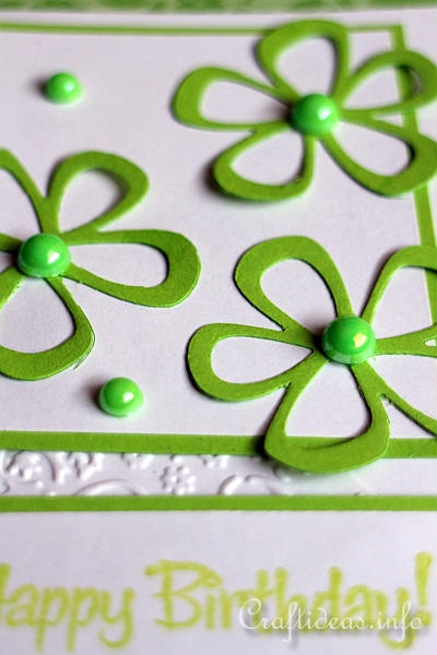 Spring Birthday Card with Green Flowers Detail