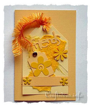 Spring Card - Cheery Yellow Tag Greeting Card with Flowers 