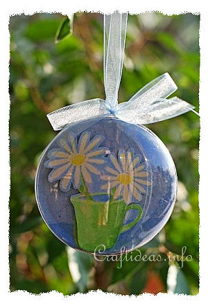 Spring Craft Idea - Acrylic Ball with 3-D Motif - Daisy Flower 