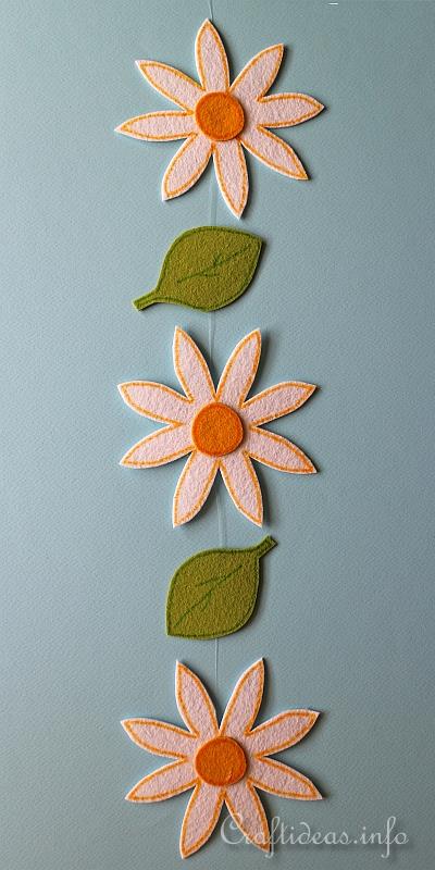 Spring Craft Project - Felt Daisy and Leaf Garland 2