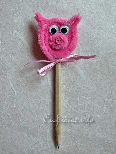 Spring Craft for Kids - Cute Chenille Pig Pencil Pal Topper