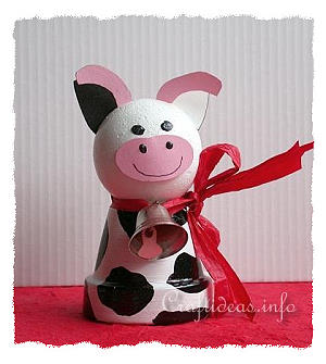 Spring Craft for Kids - Cute Clay Pot Cow 