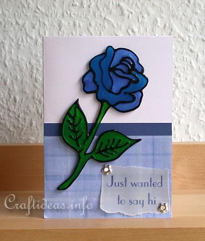 Spring Greeting Card - Blue Rose - Just Wanted to Say Hi