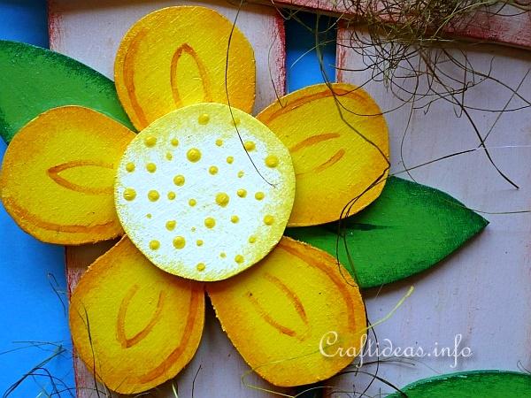 Spring Wood Craft - Fence with Bird and Flowers 2