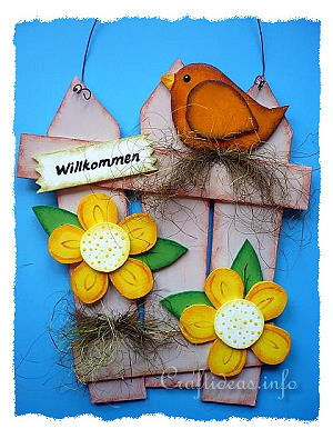 Spring Wood Craft - Fence with Bird and Flowers