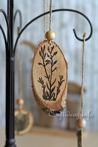 Stamping and Wood Burning on Wood Slices - Ornaments 1
