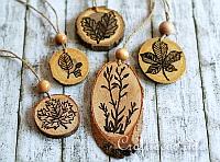Stamping and Wood Burning on Wood Slices - Ornaments 