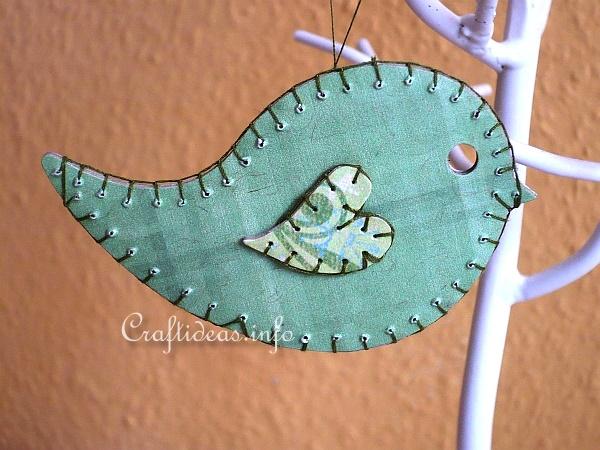 Stitched Paper Bird Ornament