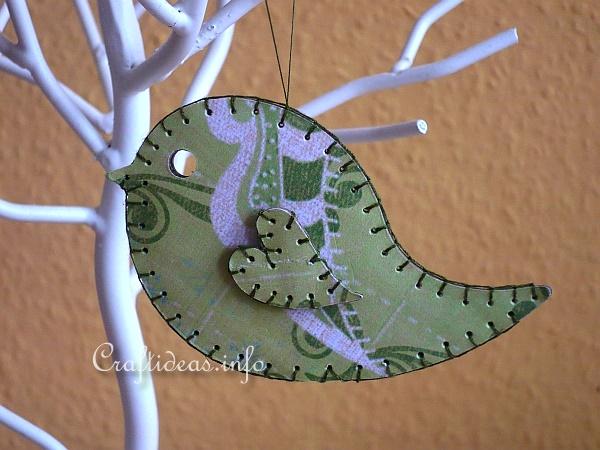 Stitched Paper Bird Ornament 2