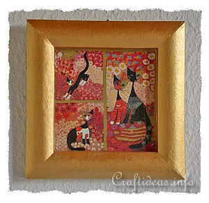 Summer Craft Project - Decorated Paper Mach Frame with Cats Motif 