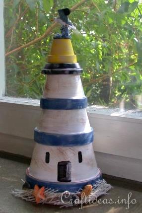 Summer Craft for Kids - Clay Pot Lighthouse Craft