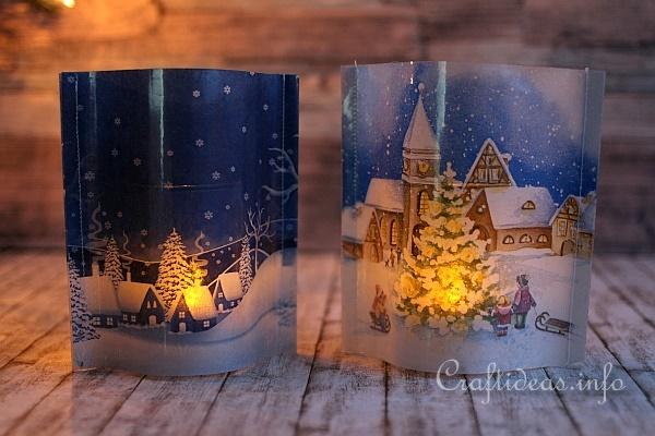 Tea Light Covers With Winter Scenes