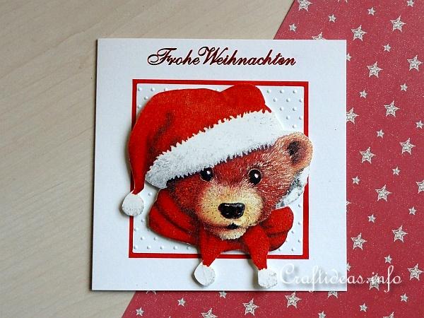 Teddy Bear Santa Christmas Card