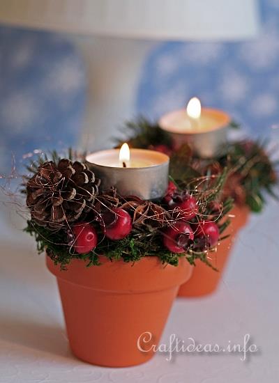 Terracotta Pots - Christmas Tea Light Holders