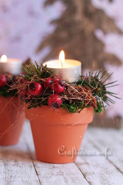Terracotta Pots - Christmas Tea Light Holders 2