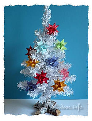 Tree Decorated with German Paper Stars 