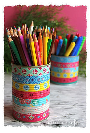Upcycling Craft - Colorful Can Pencil Holders