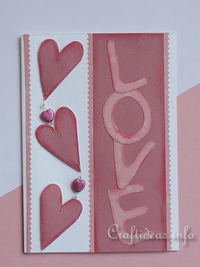 Valentine's Day Card - Love Card with Hanging Hearts