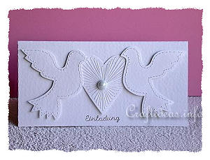 Wedding Card or Invitation with Doves and Heart 