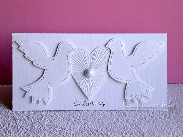 Wedding Card or Invitation with Doves and Heart b