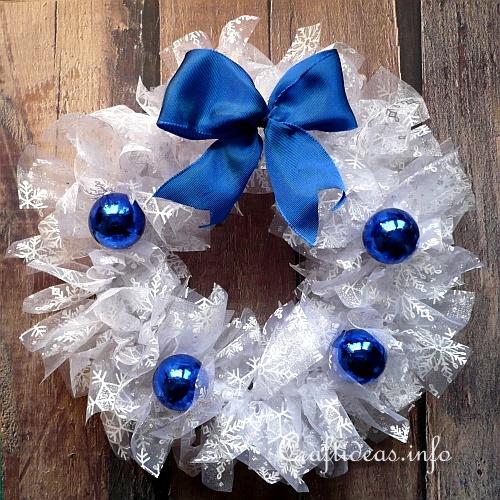 White Wreath with Blue Decoration