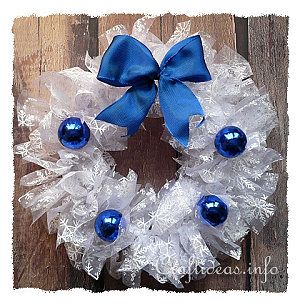 White Wreath with Blue Decoration 300
