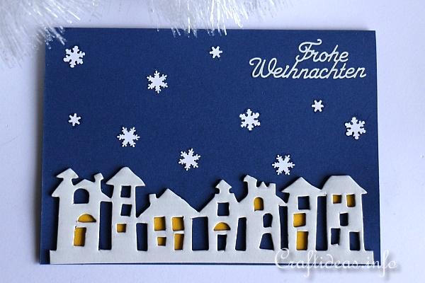 Winter Night Christmas Card with Snowflakes