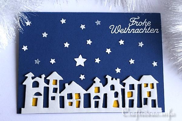 Winter Night Christmas Card with Stars