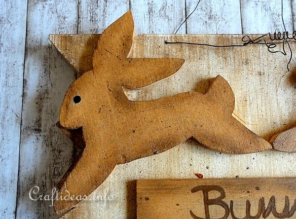 Wood Craft for Spring and Easter - Wooden Sign with Crossing Bunny 3