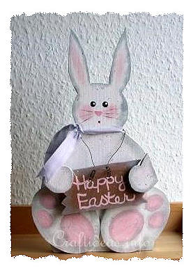 Wood Crafts for Easter - Cute White Easter Bunny Woodcraf 