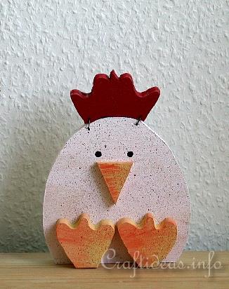 Wood Crafts for Spring and Easter - Sitting Wooden Chicken Craft