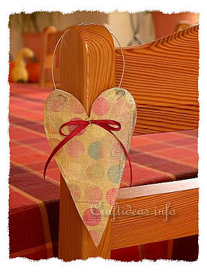 Wood Crafts for Valentine's Day - Wooden Heart with Scrapbook Paper 