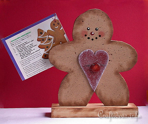 Wooden Gingerbread Man Recipe Card Holder 2