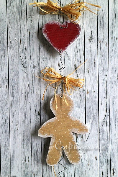 Wooden Gingerbread Man and Heart Chain 2