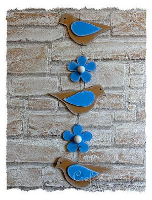 Wooden Hanging Decoration with Birds and Flowers 
