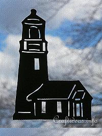 Silhouette Lighthouse Paper Window Decoration